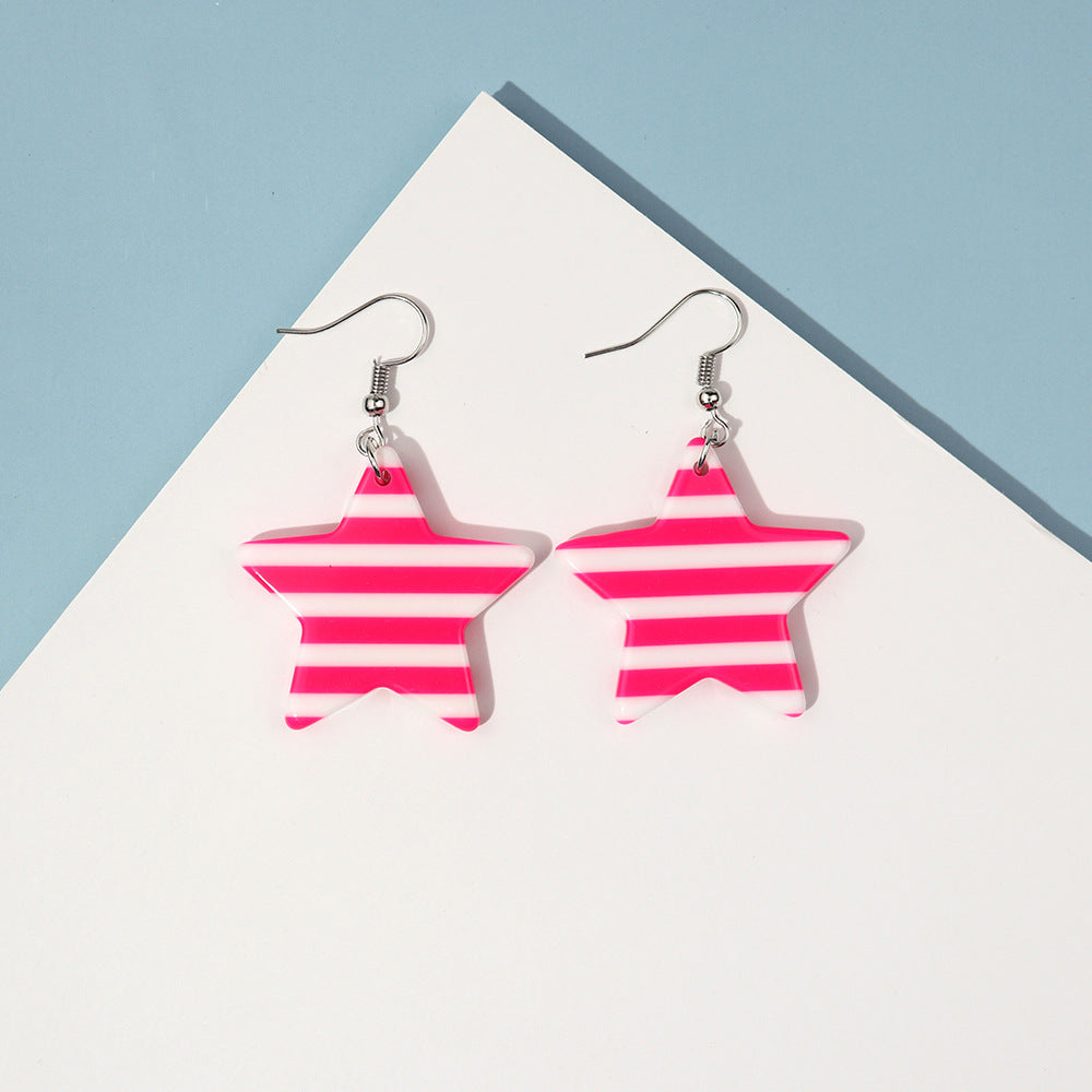 Wholesale  Creative Striped Five-pointed Star Earrings