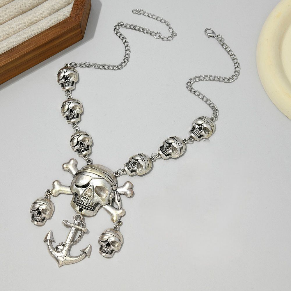 Wholesale Antique Gold Skull Punk Vintage  Jewelry Set Necklace Earrings Fashion Accessory