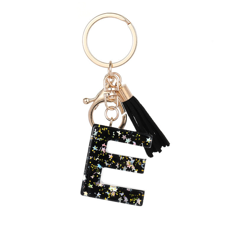 Wholesale  black resin keychain 26 English letter pendant keychain