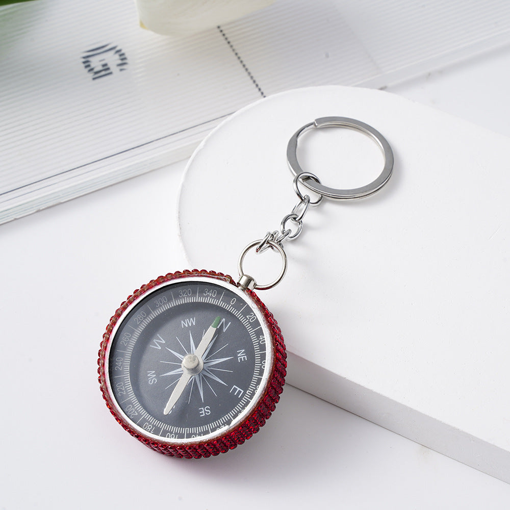 Wholesale Rhinestone Outdoor Mini Aluminum Alloy Compass Keychain Keychains Accessories ACC-KC-ZhiYa011