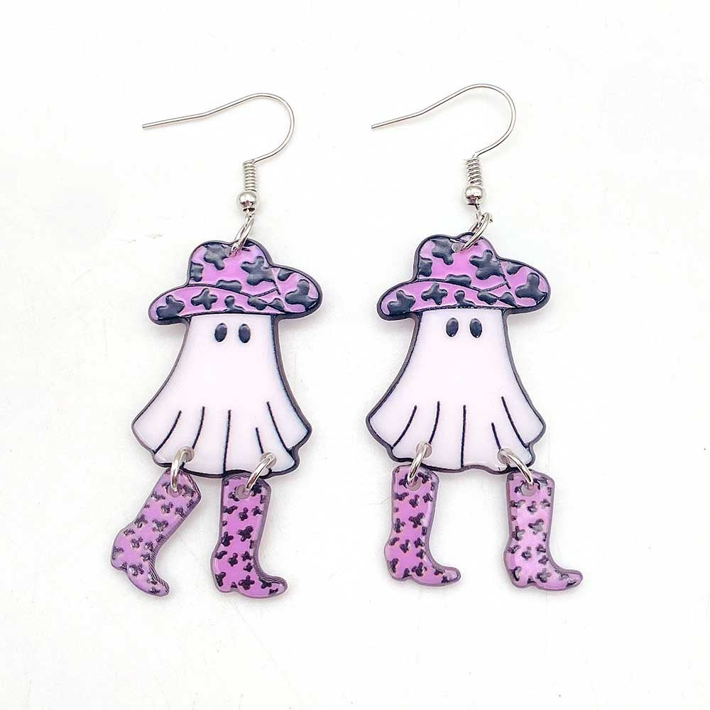Wholesale Halloween Candy Basket Cowboy Ghost Face Acrylic Earrings ACC-ES-ChenY042