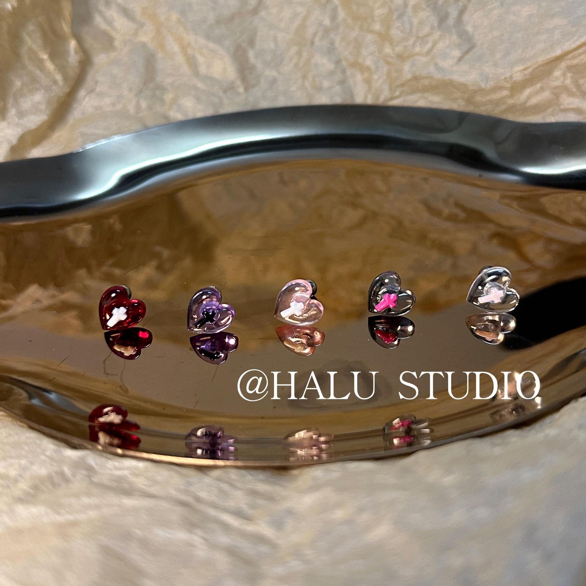 Wholesale Cute Three-dimensional Cross Love Sweet Cool Titanium Steel  Ear Bone Nail Earrings