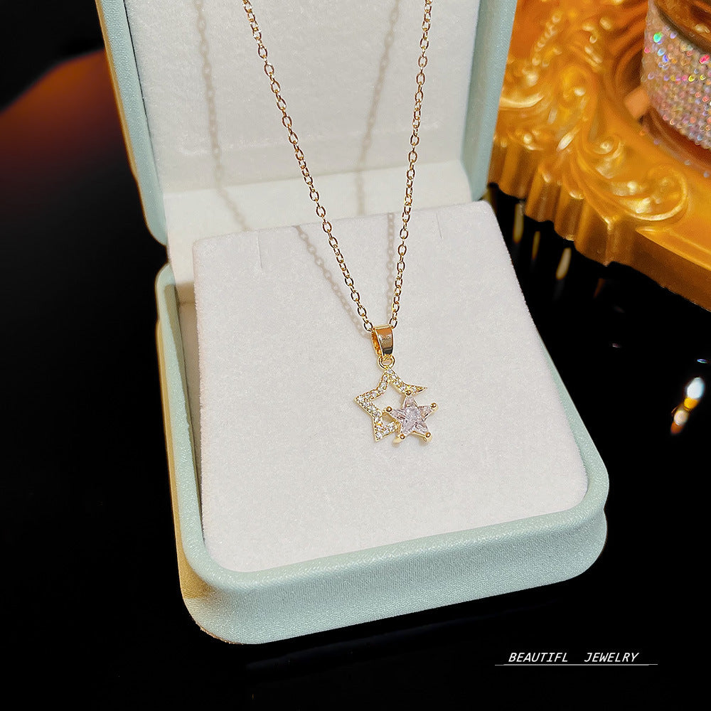 Wholesale Micropaved Zirconia Clavicle Chain Titanium Steel Necklaces Choker Necklace ACC-NE-Xiyue005