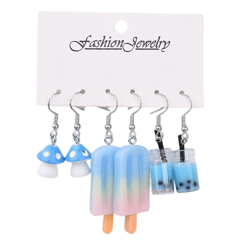 Wholesale Cartoon Butterfly Frog Strawberry Yellow Duck Acrylic Earrings Set