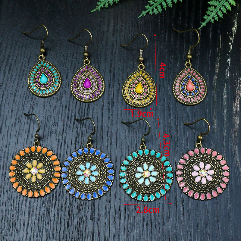 Wholesale Alloy Clear Drip Oil Geometric Bohemian Earrings for Women Fashion Accessory