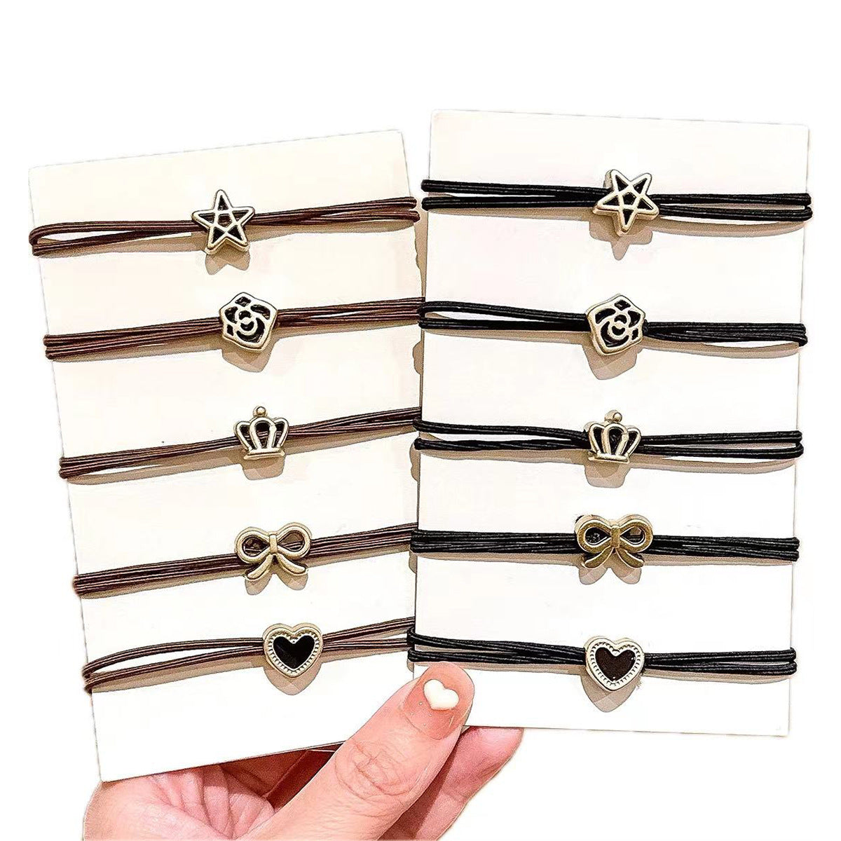 Wholesale 10pcs Simple Headband Small Rubber Band Durable Hair Tie Hair Scrunchies Bow Heart ACC-HS-Huidi005