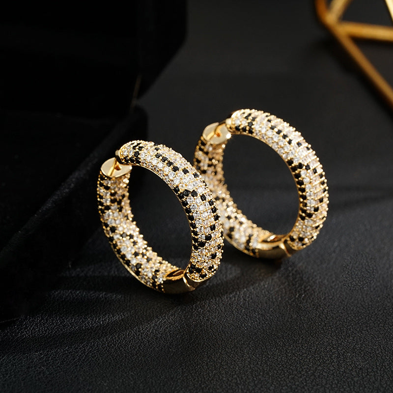 Wholesale  leopard earrings 18K real gold  luxury personalized multi-color zircon earrings