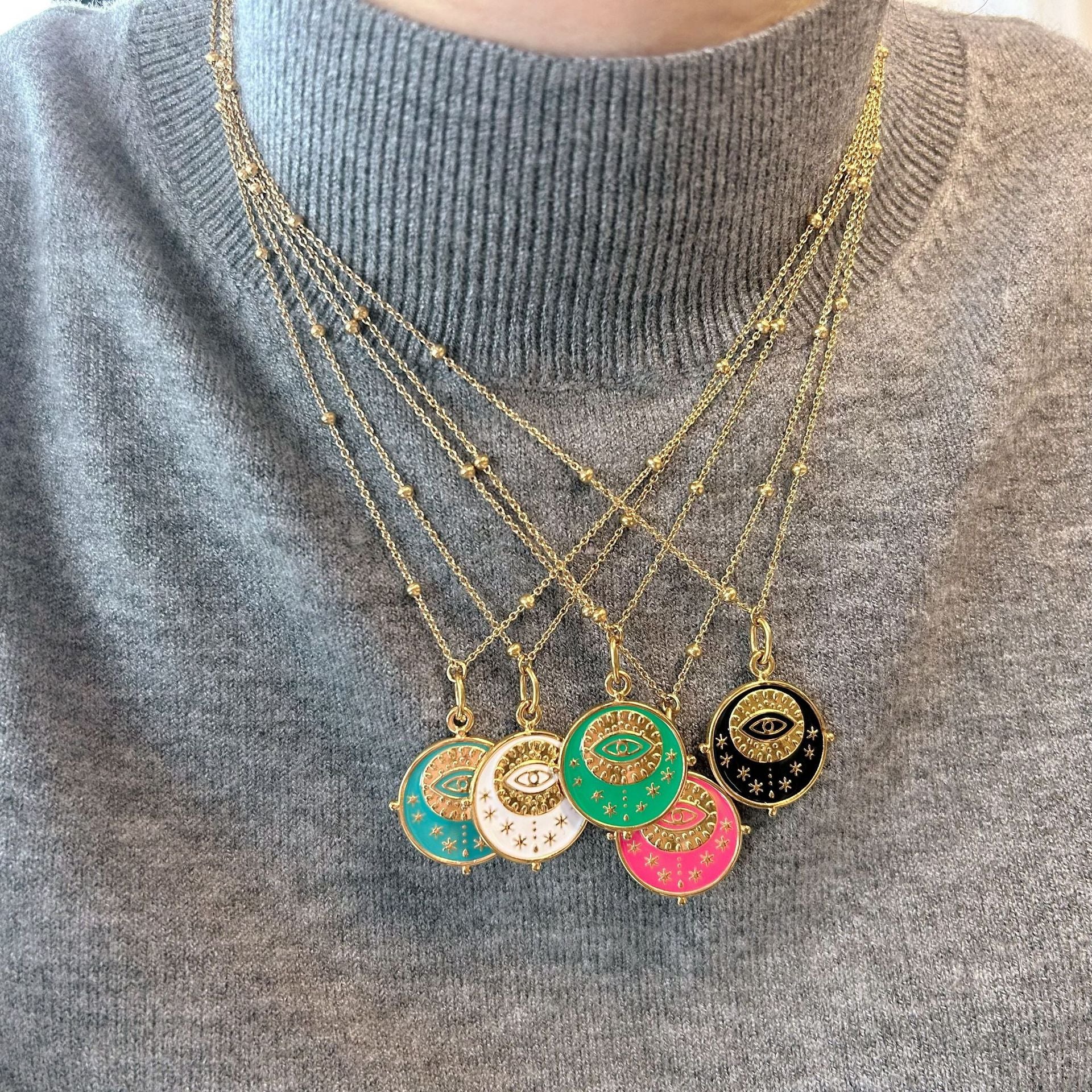 Wholesale Cross Border Fashion Round Color Stainless Steel Tarot Necklace