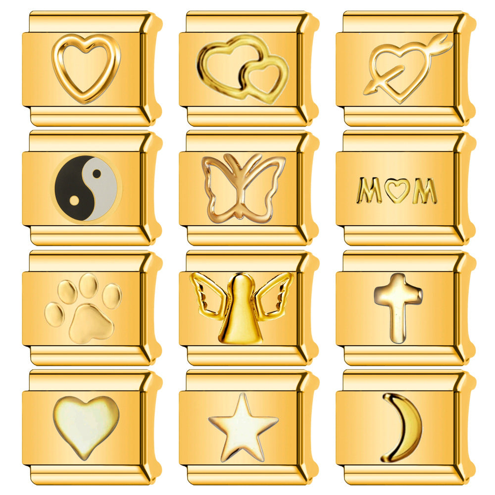 Wholesale Italian Charm Bracelet 9mm DIY  cat paw   Creative Stainless Steel Composable Bracelet