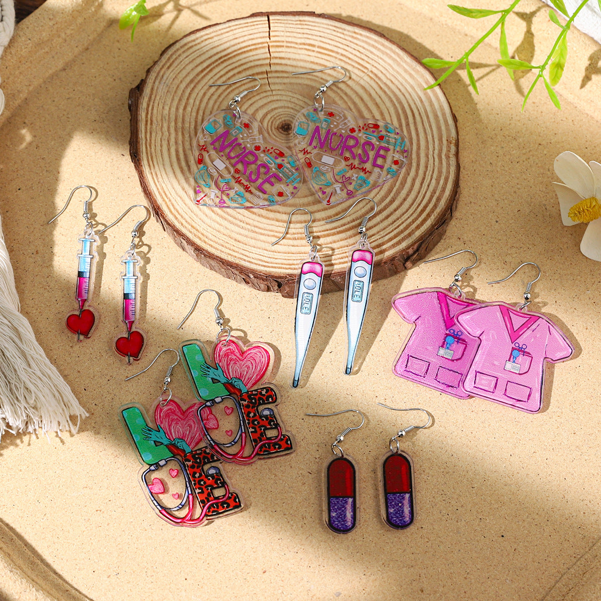 Wholesale Nurses' Festival Series Acrylic Heart Earrings