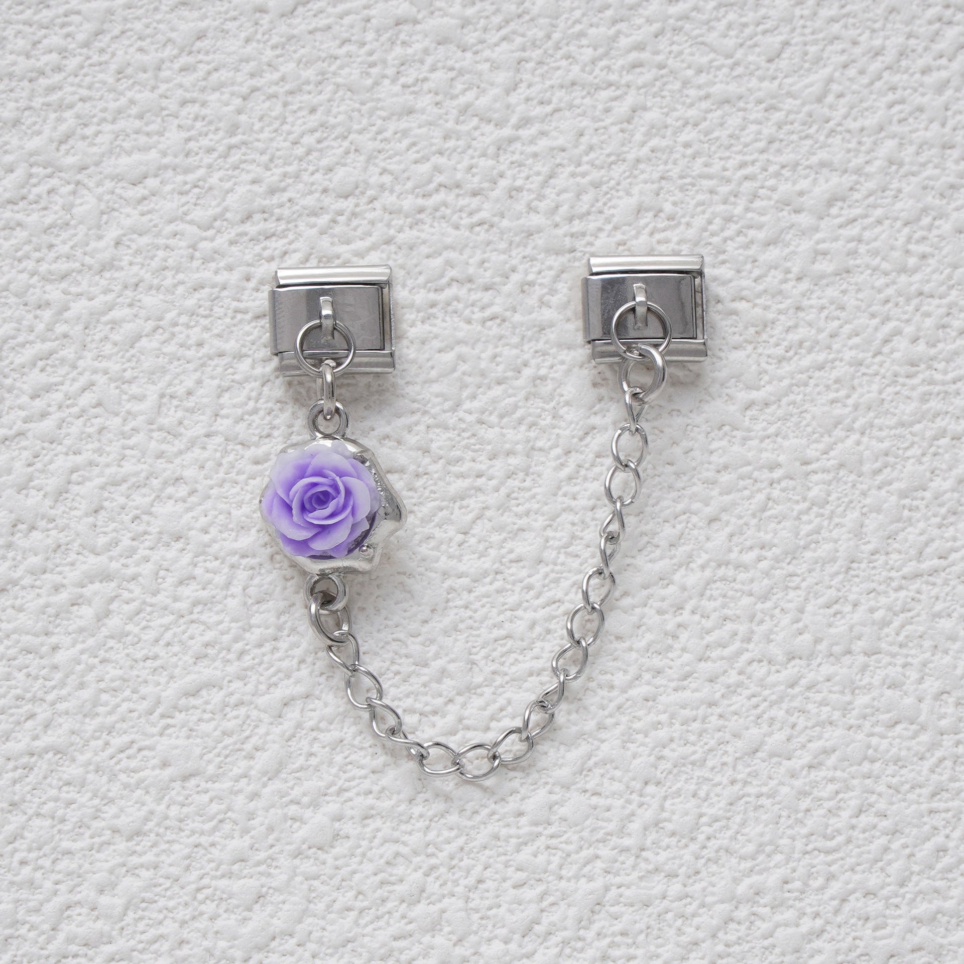 Wholesale 5PCS 9mm Italian Charm Starter Bracelets DIY flower square double-pendant Stainless Steel Composable Bracelet