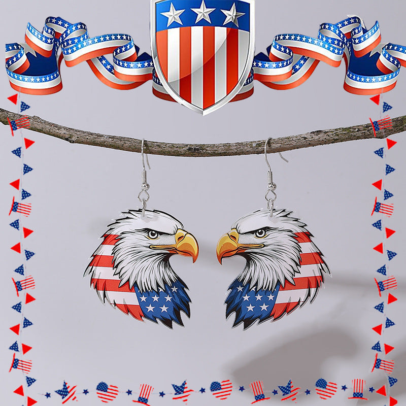 Wholesale  American Flag Independence Day Red and White Animal Earrings