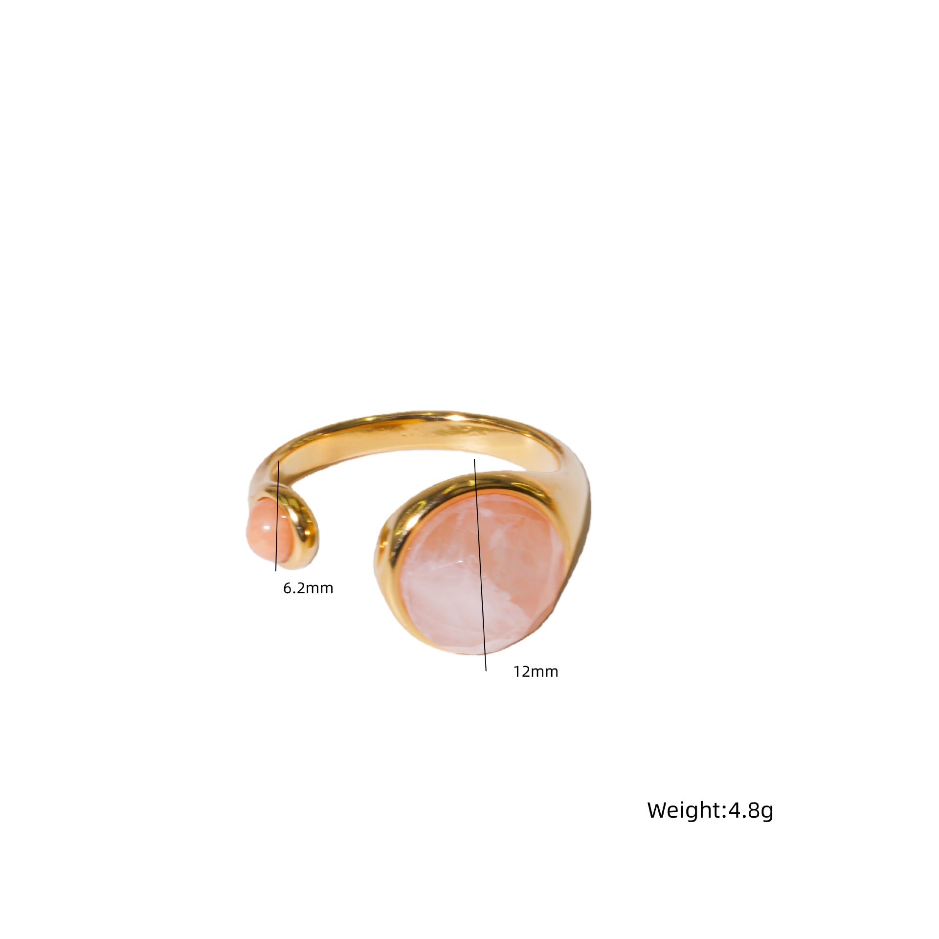 Wholesale Titanium Steel Adjustable Open Ring with Natural Stone Inlay Palace Style Jewelry Gift