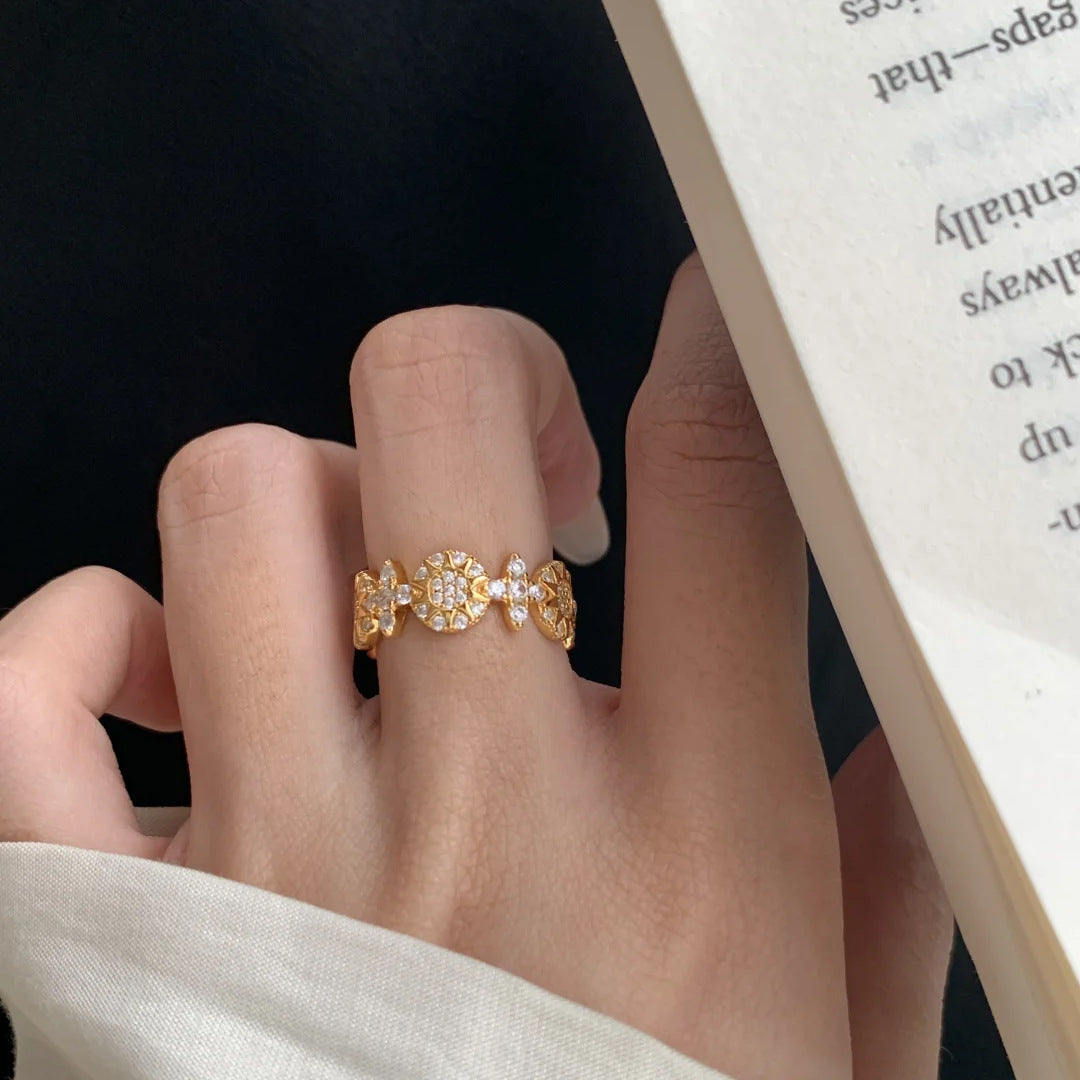 Wholesale Compass ring sunflower personality ring