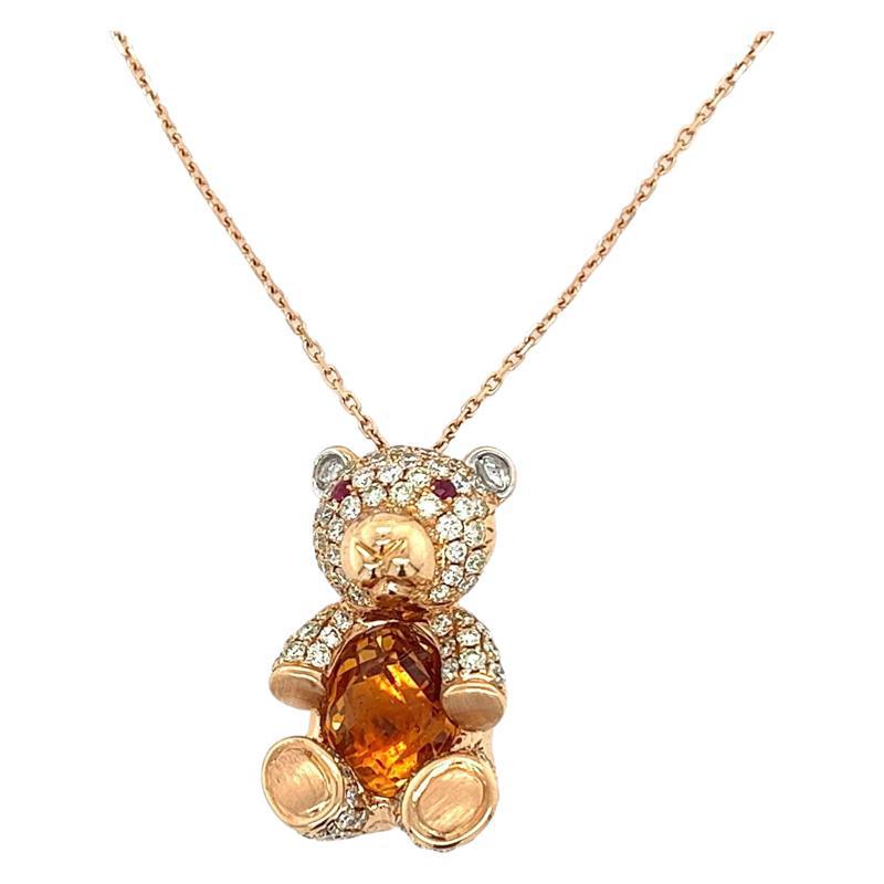 Wholesale  3D three-dimensional inlaid zircon copper plated 18K gold long bear sweater chain
