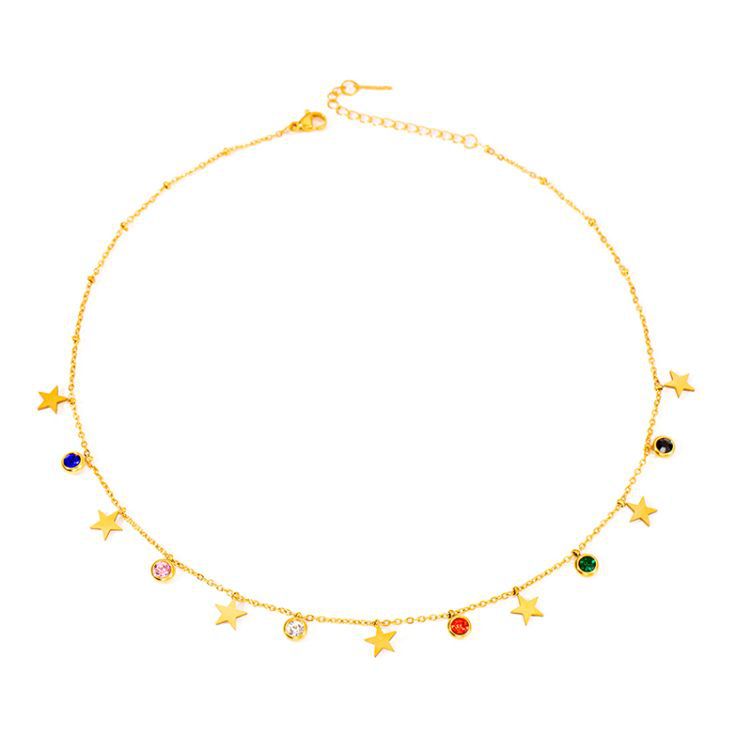 Wholesale  female stainless steel color zircon pendant necklace