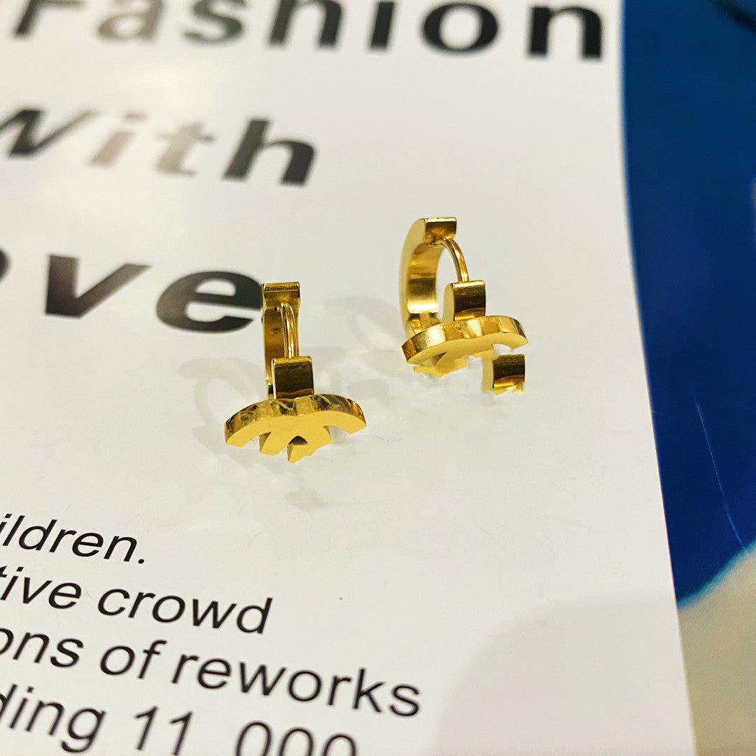 Wholesale Titanium Steel Four-leaf Clover Heart Earrings ACCVIP-ES-YZXW003