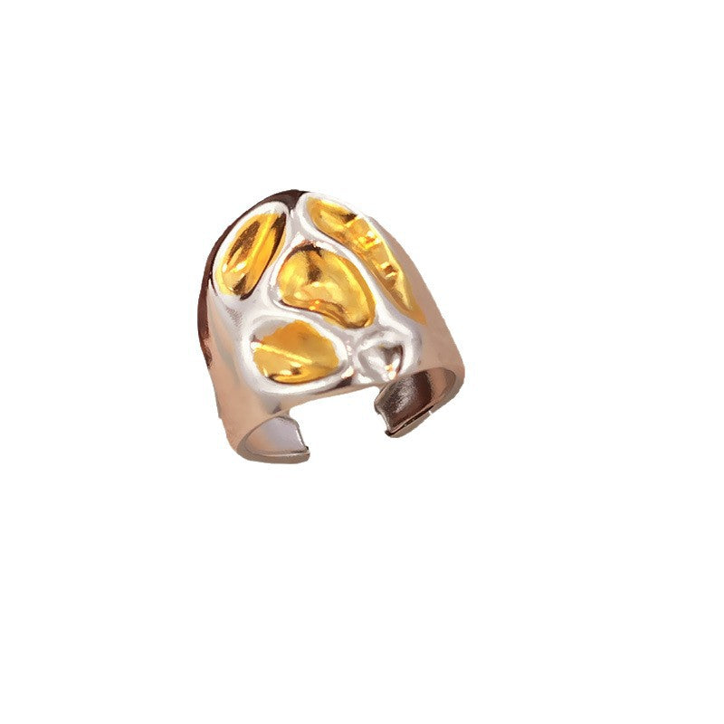 Wholesale Titanium Steel Ring for Women Non-Fading  Hammered Texture Metal Style Wide Stainless Steel Open Ring
