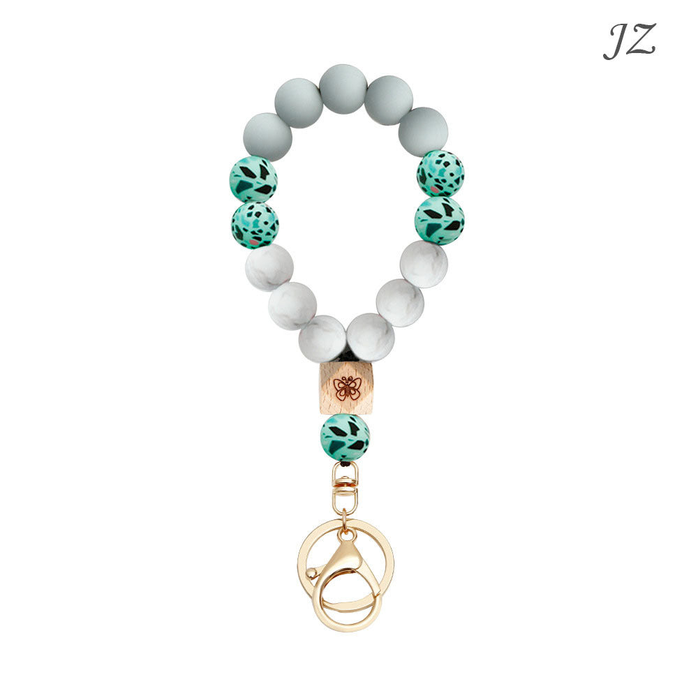 Wholesale Silicone Beads Butterfly Bracelet Bracelet Keychains Wristlet Keychain ACC-KC-Jinz005