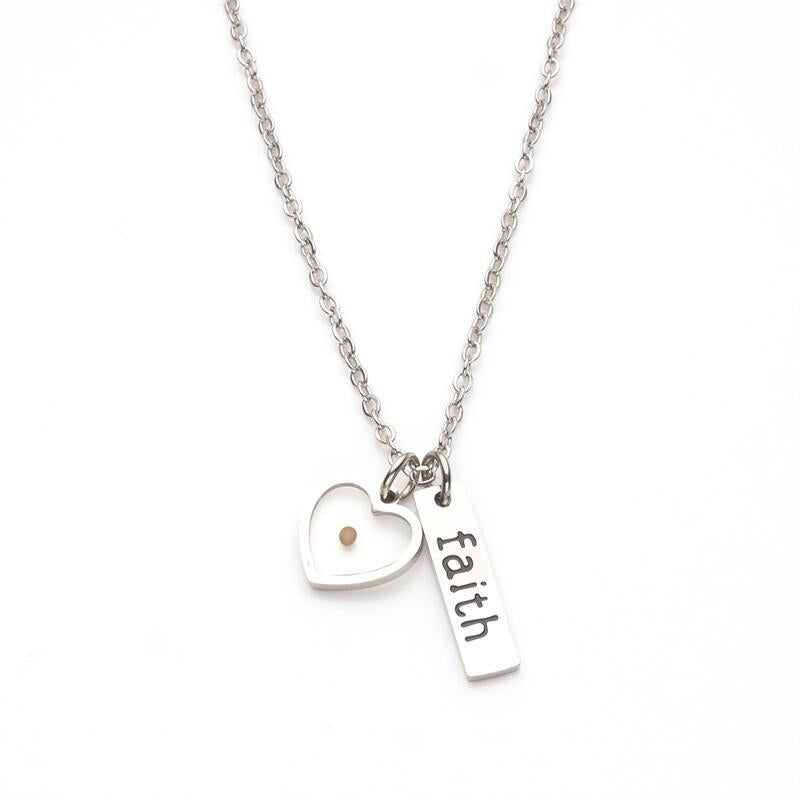 Wholesale Stainless Steel Heart Shape Faith Mustard Seed Necklace ACC-NE-MS017