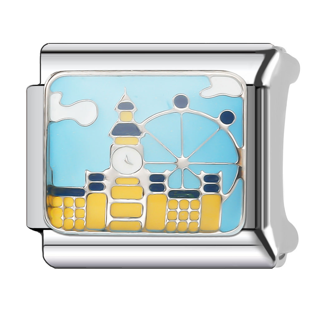 Wholesale Italian Charm Bracelet 9mm DIY Splicing Creative Pattern Stainless Steel Composable Bracelet