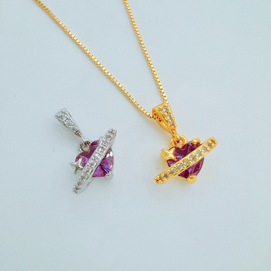 Wholesale Light Luxury Heart Pendant Necklace Copper Zircon Fashion Jewelry Accessory for Gift