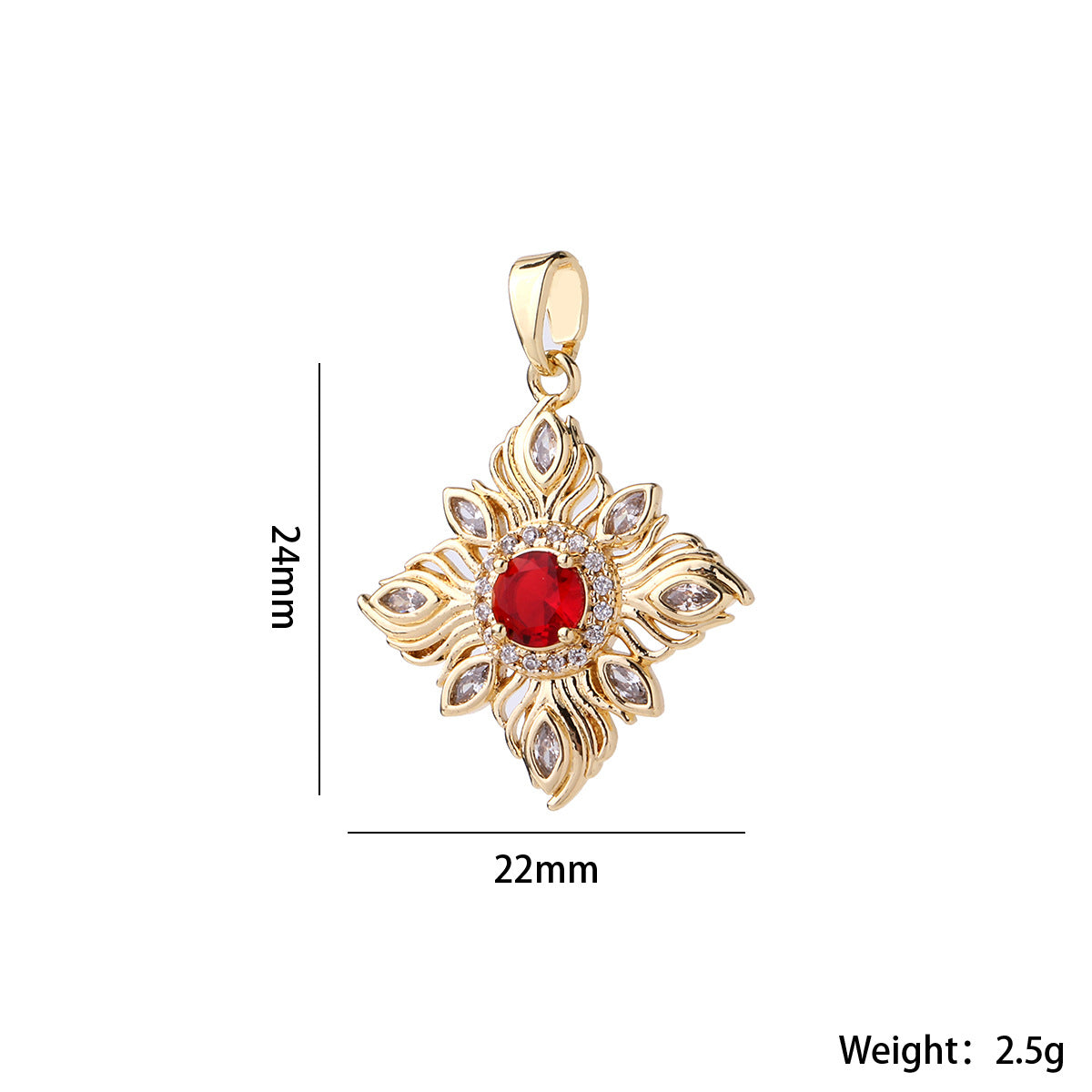 Wholesale Chic Flower Brass Pendant Gold Plated Zircon Necklace Accessory Elegant Women S Collarbone Chain Jewelry Gift