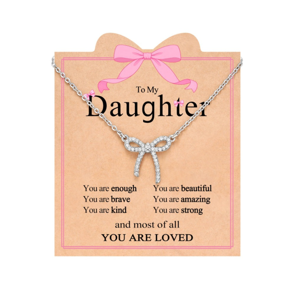 Wholesale Bow necklace with diamond bow pendant,  women' s necklace