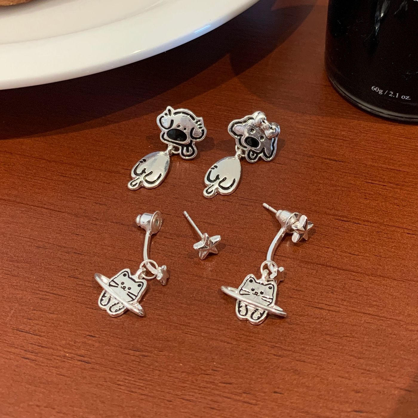 Wholesale Cartoon cute star line puppy cat earrings female silver needle design sweet earrings