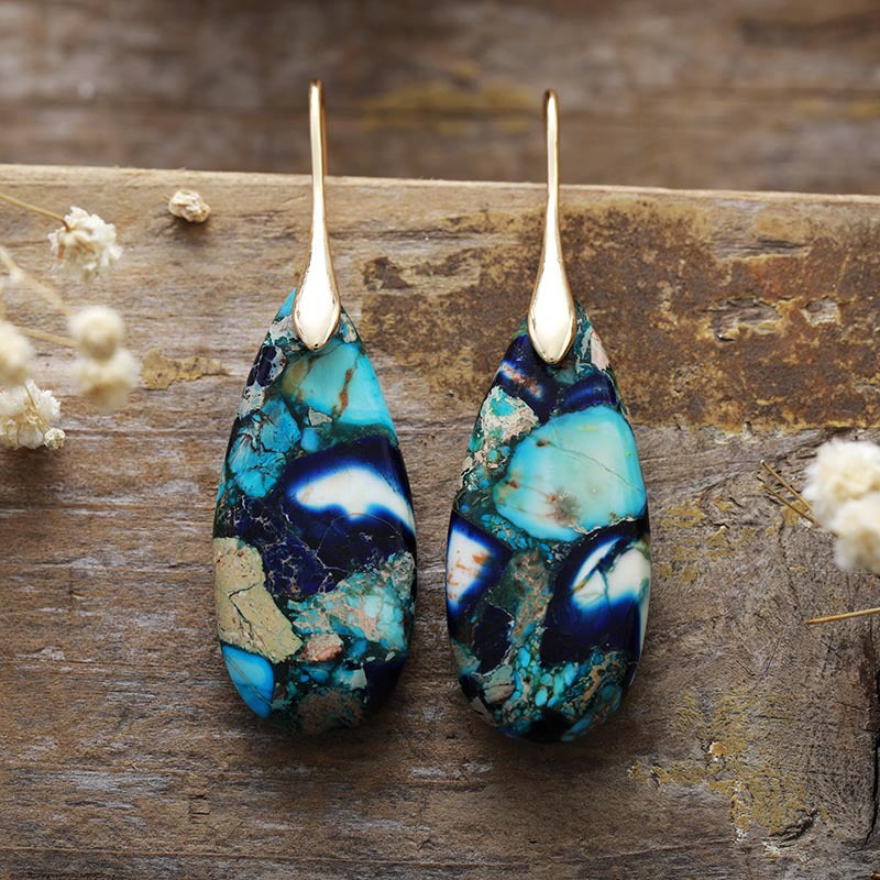 Wholesale Bohemian Imperial Stone Natural Stone Water Drop Earrings ACC-ES-LZ006