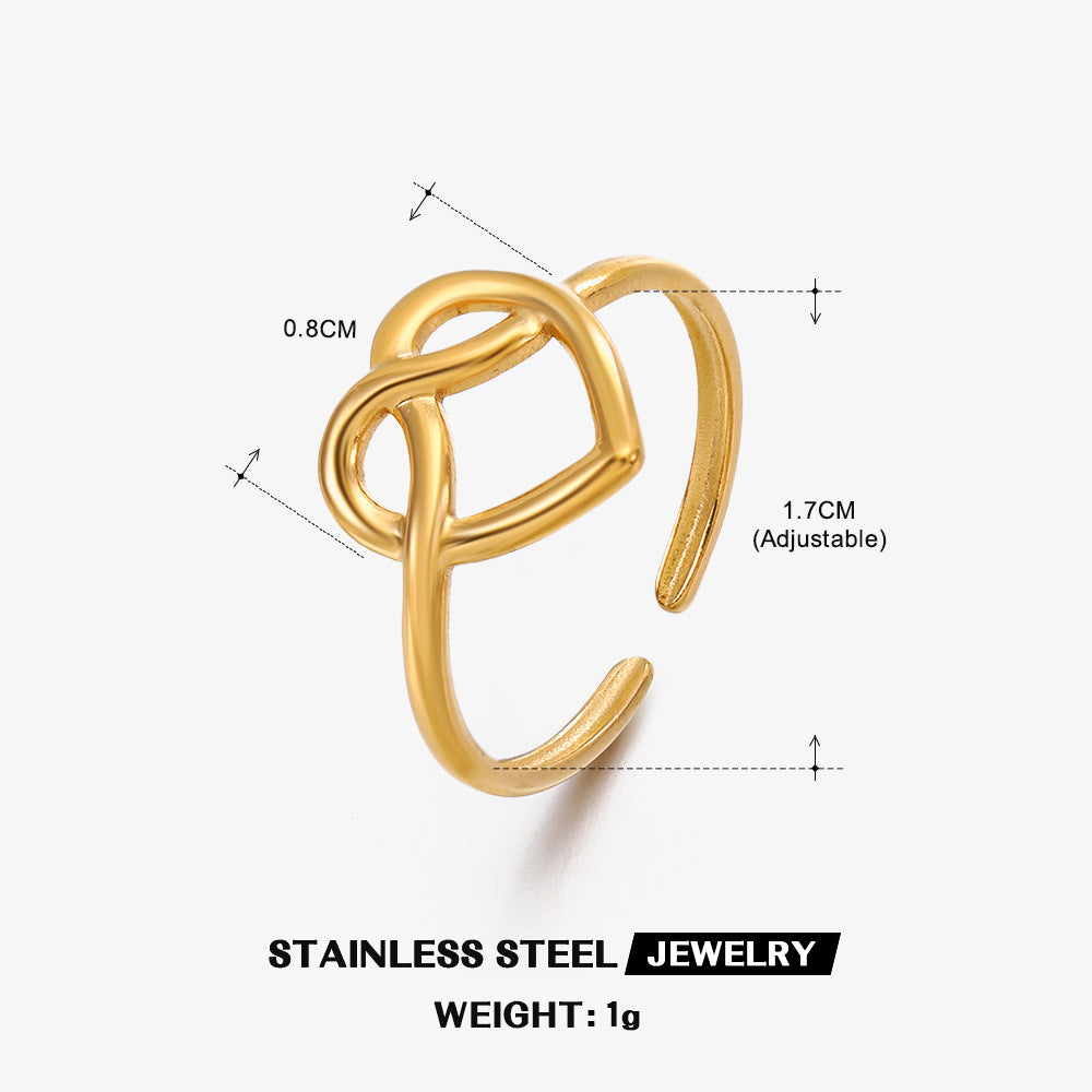 Wholesale Stainless Steel Love Heart 18K Gold Plated Ring