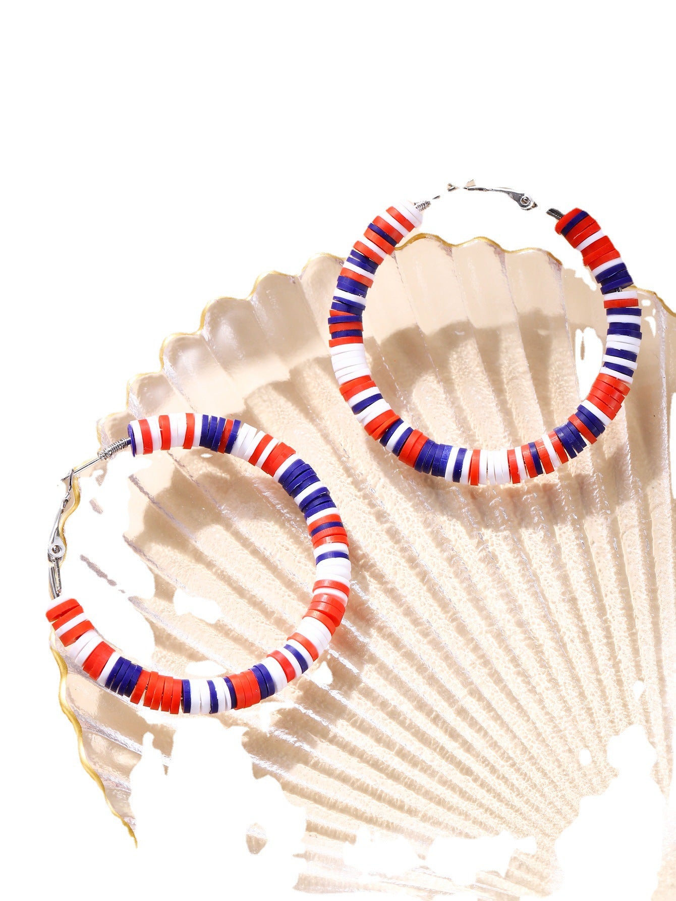 Wholesale Independence Day Jewelry Earrings Set Bohemian Round Soft Pottery Exaggerated Earrings