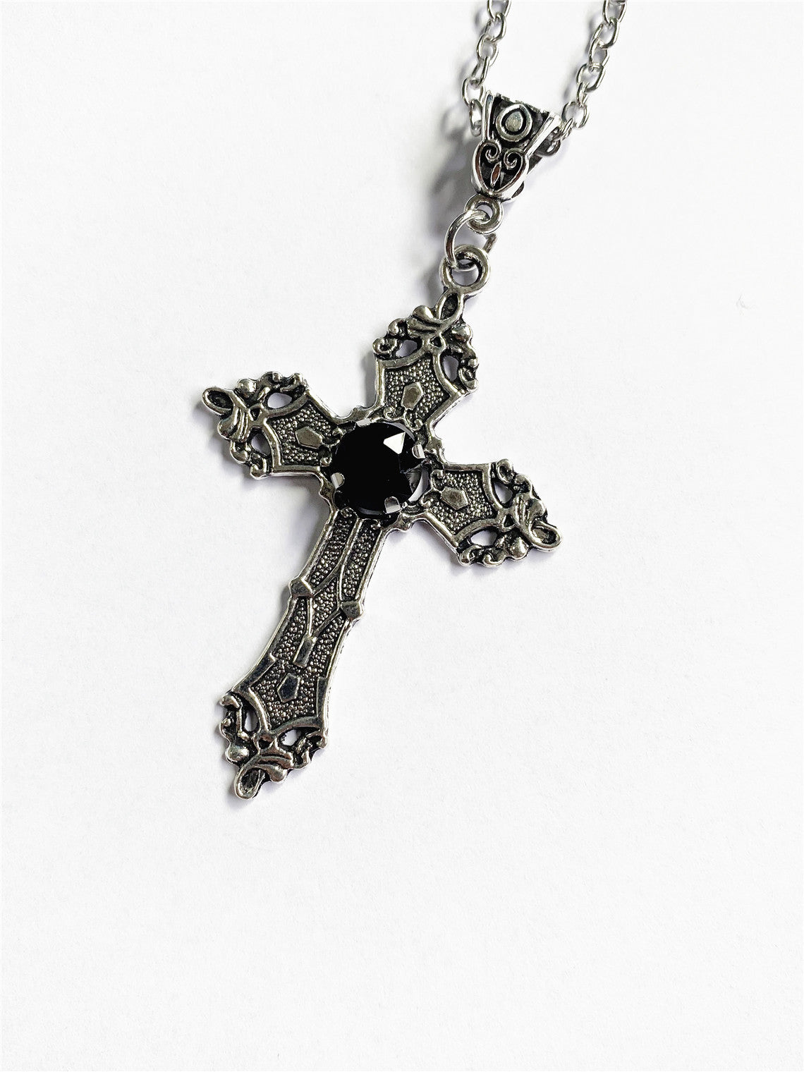 Wholesale Creative Flower Pattern Cross Diamond Necklace