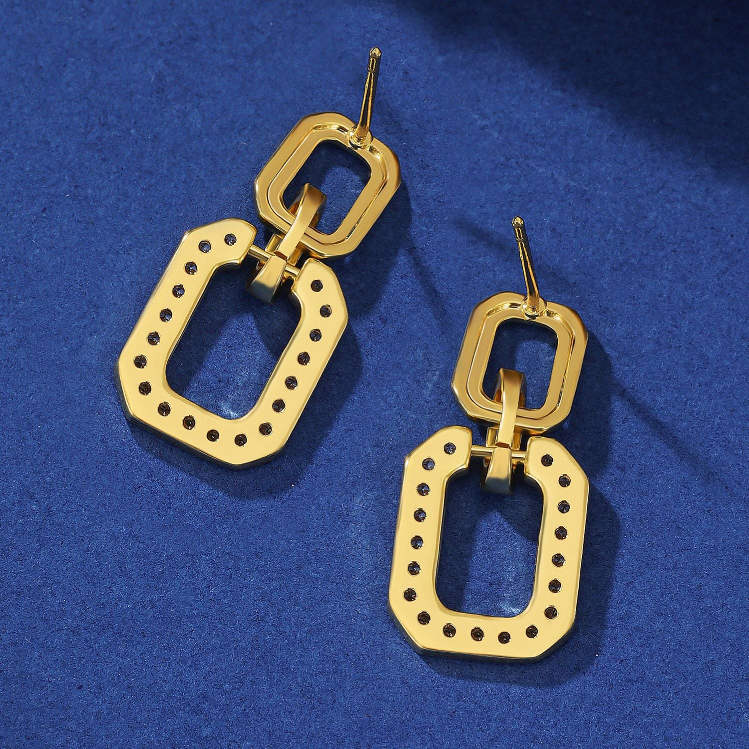 Wholesale Trendy Hollow Square Micro-Studded Earrings,  Copper Electroplated Jewelry Accessory for Party and Gift