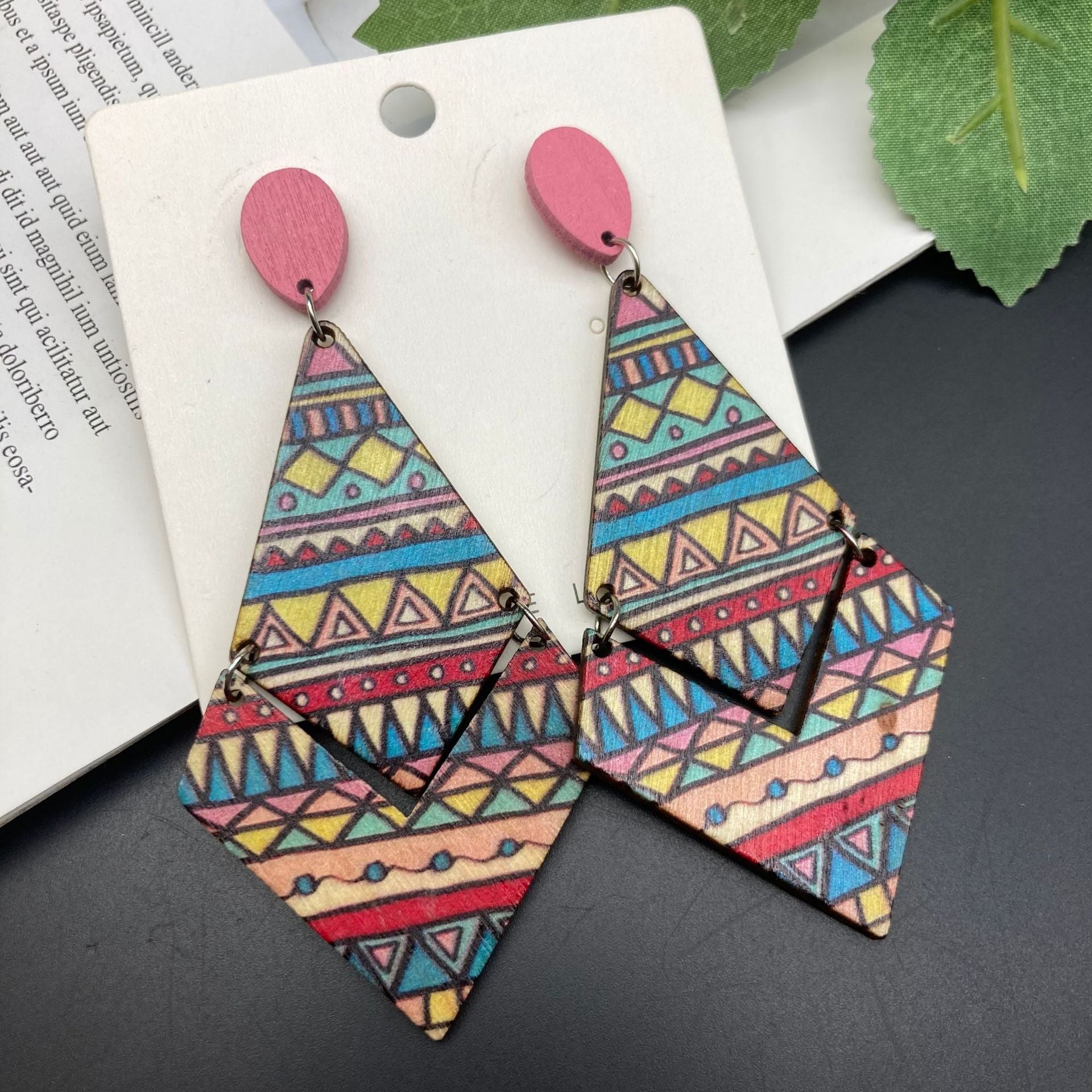 Wholesale Bohemian Diamond Wood Earrings ACC-ES-FX076