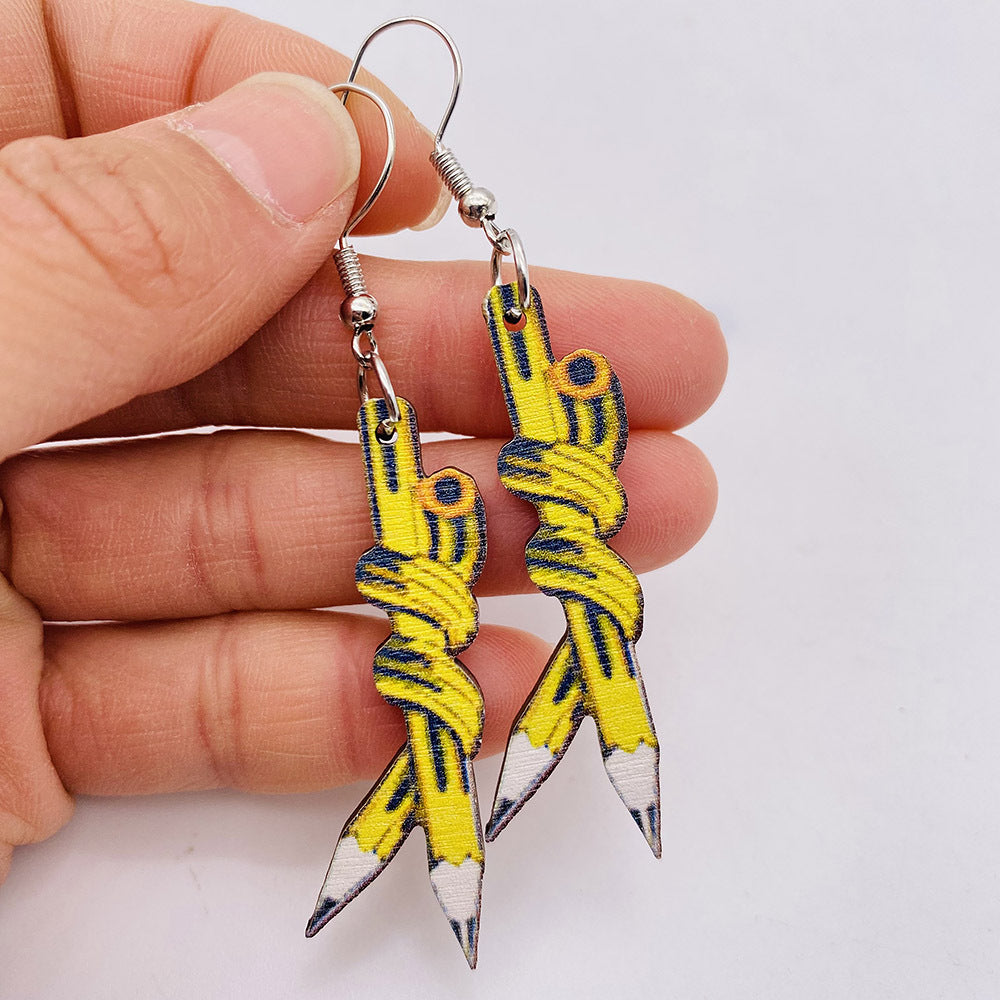 Pendientes de madera al por mayor Libros de lápices Pendientes