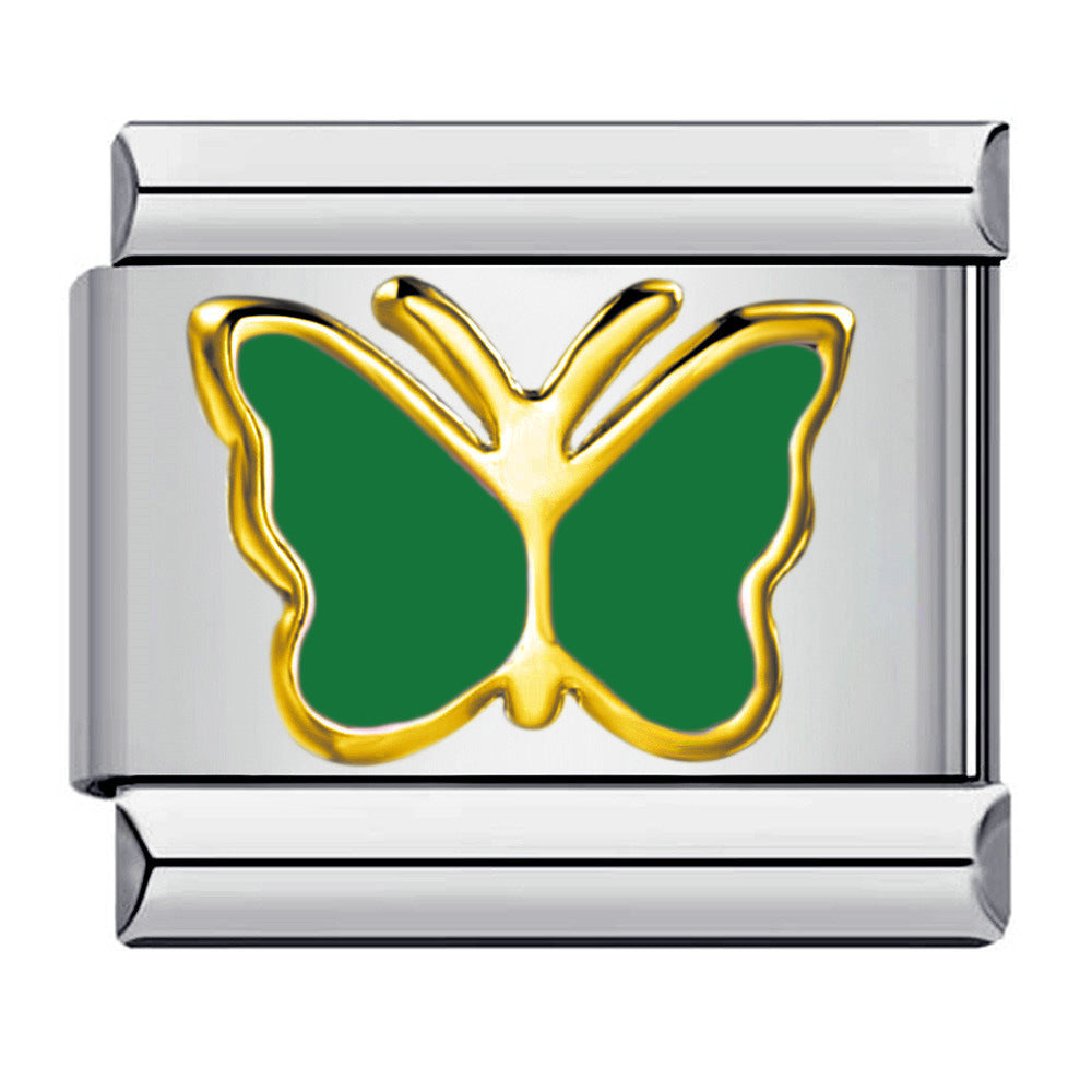 Wholesale Italian Charm Bracelet 9mm DIY Splicing Colored Oil-Drip Petals Stainless Steel Composable Bracelet