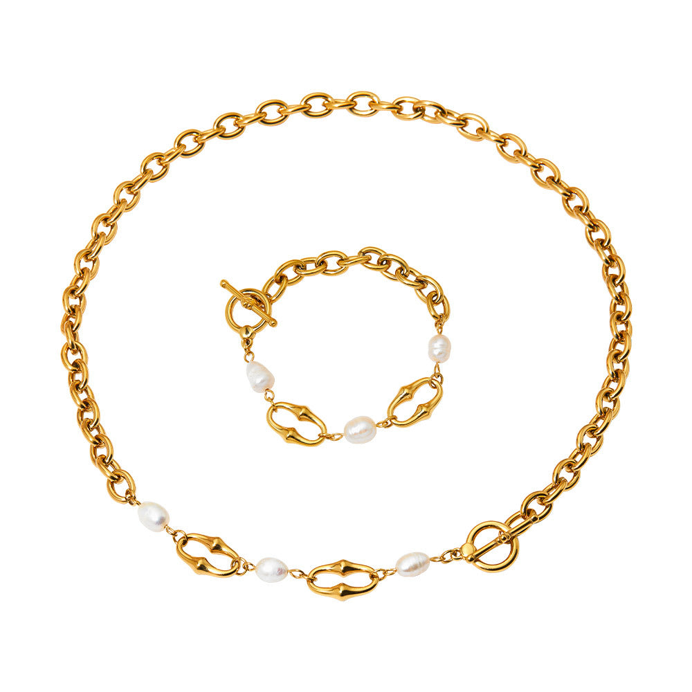 Wholesale stainless steel gold-plated necklace bracelet