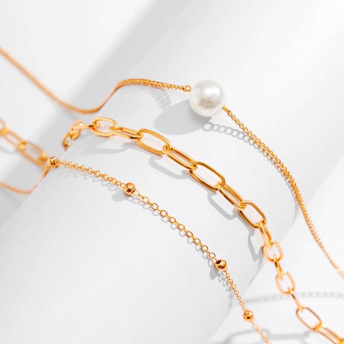 Wholesale e Multi-layer Pearl Necklace  Bead Chain