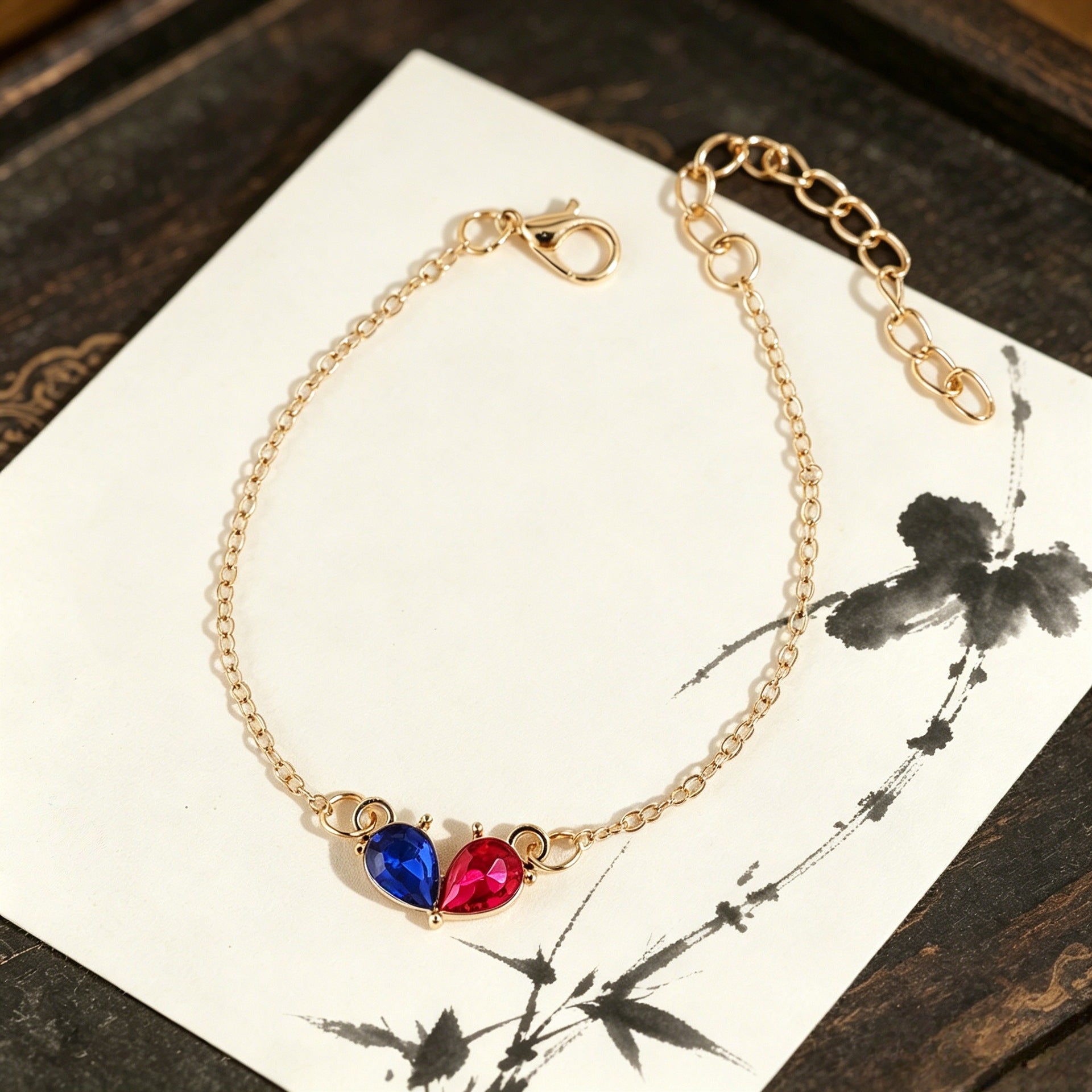 Wholesale Women S Gold Tone Drop Stone Bracelet Blue White Mix Trendy Jewelry Accessory Gift