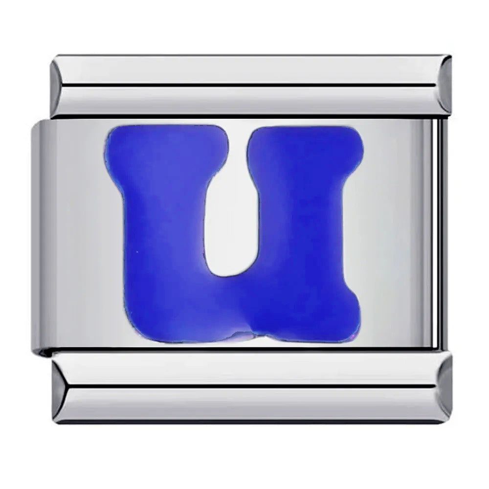 Wholesale Italian Charm Bracelet 9mm DIY blue English initials Creative Stainless Steel Composable Bracelet