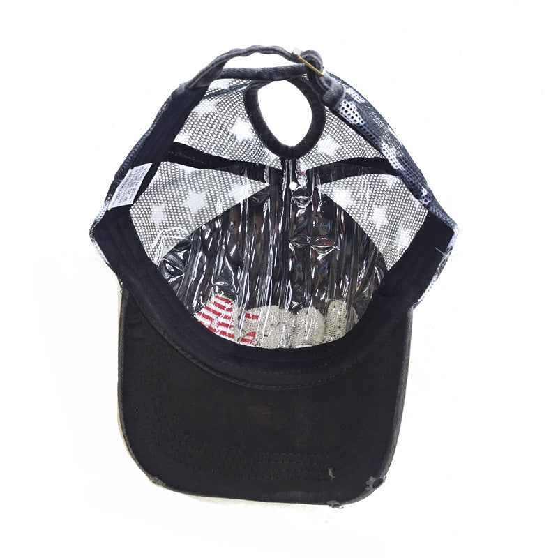 Wholesale washed mesh cap USA embroidered baseball cap