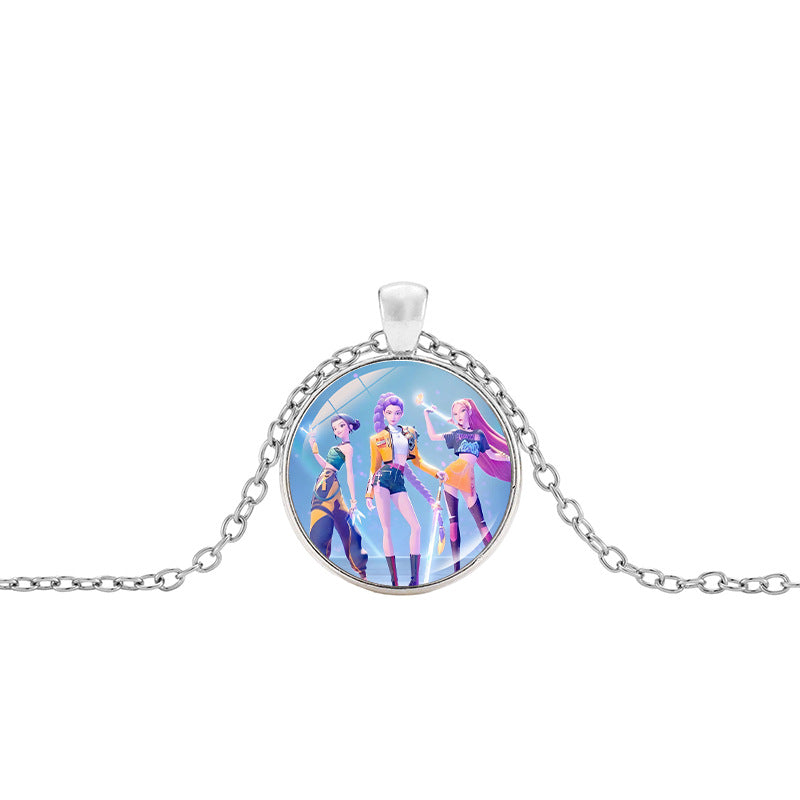 Wholesale kpop korean comic pendant sweater necklace