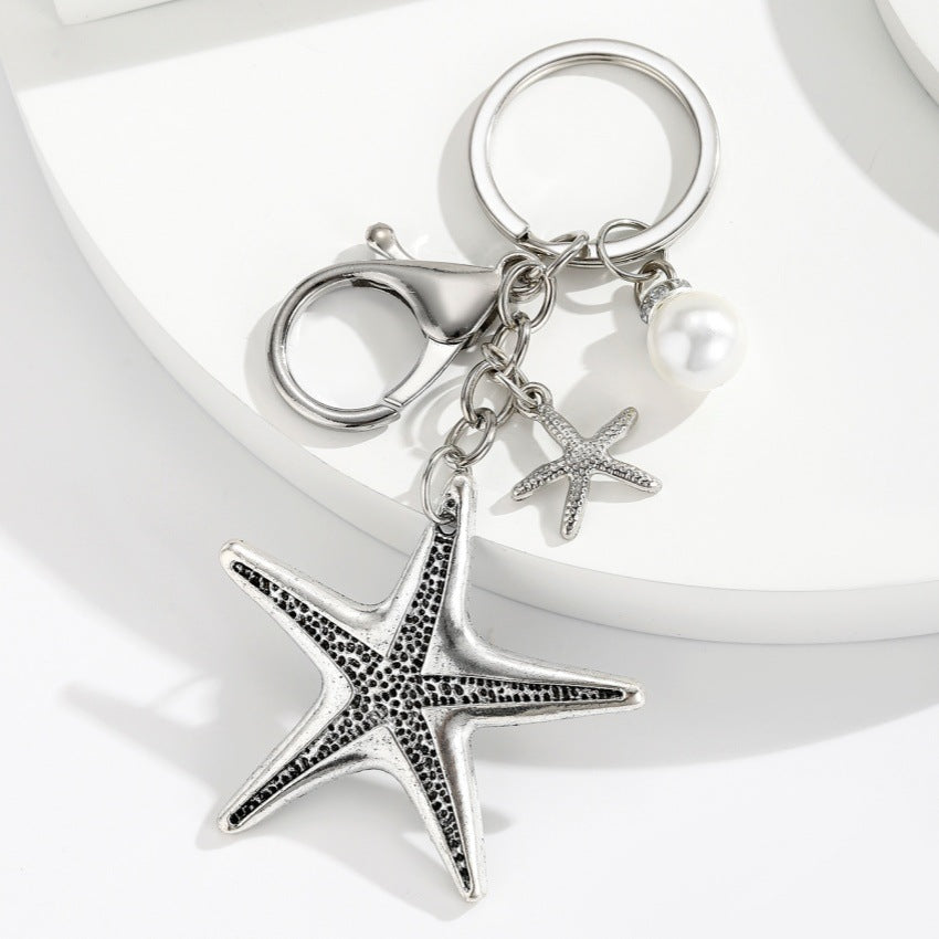 Wholesale Personalized Party Exaggerated Starfish and Conch Keychain Pendant Beach Ocean Vacation Style Bag Pendant