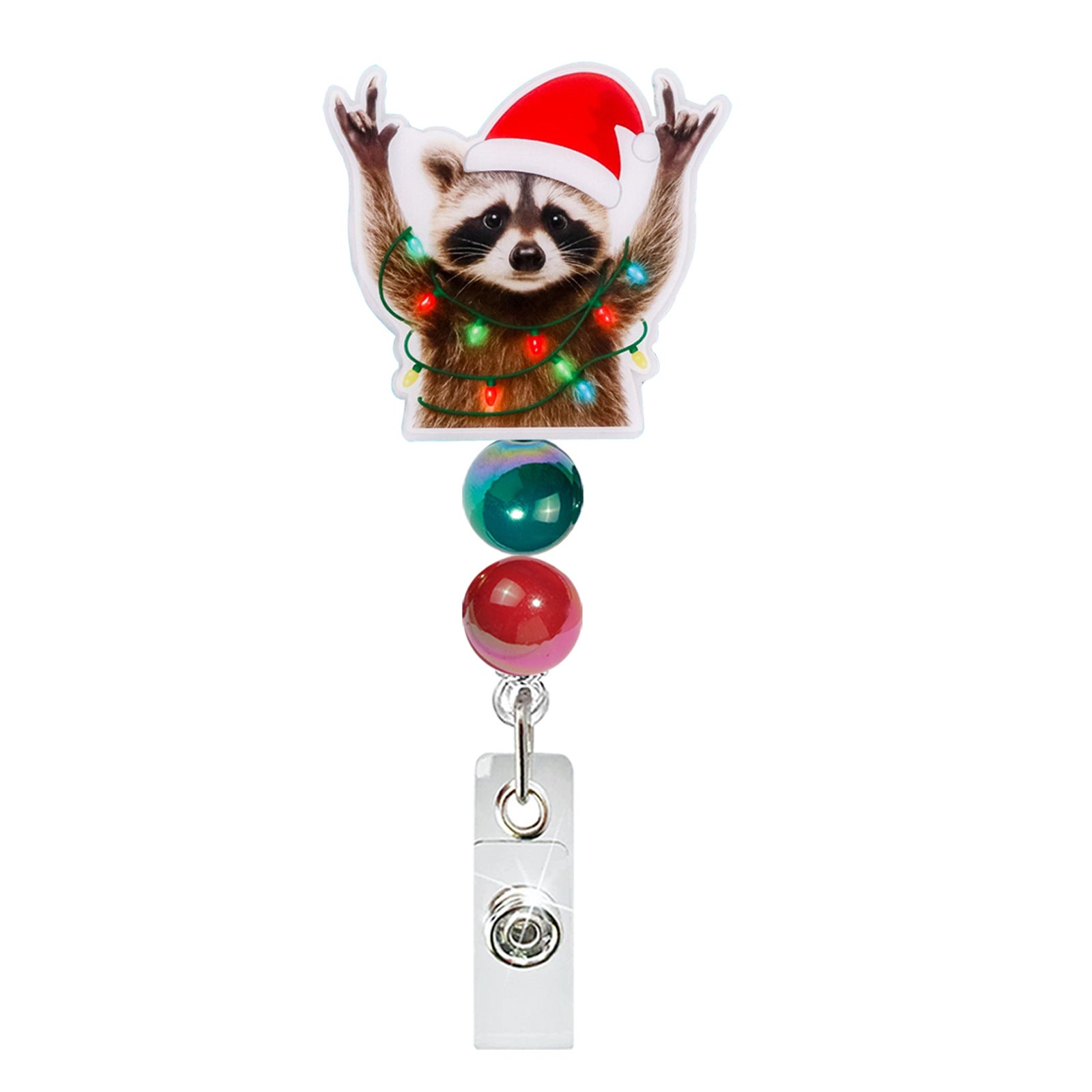 Wholesale Cute Christmas Beaded Acrylic Glitter  Badge Reels