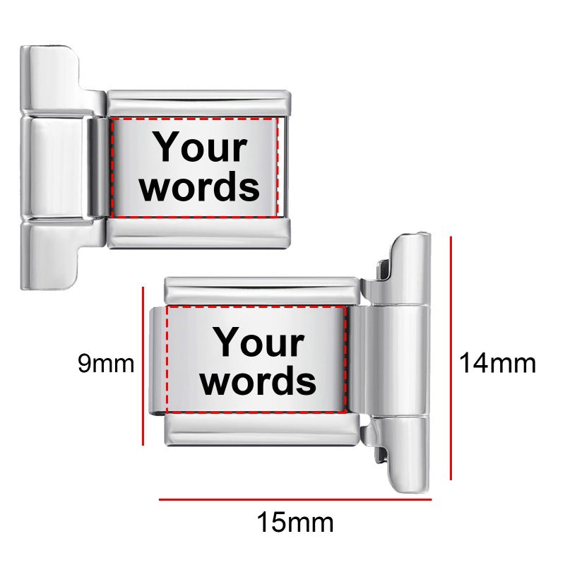 Wholesale  9mm Italian Charm Starter Bracelets DIY square Single Section Creative Stainless Steel Composable Bracelet