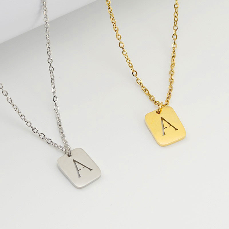 Wholesale Steel titanium letter tag necklace