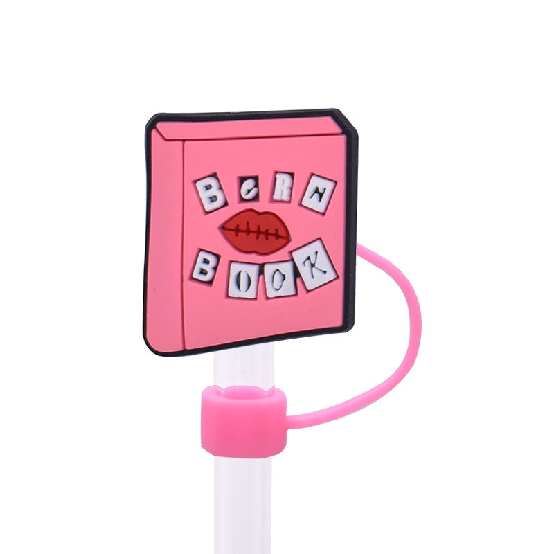 Wholesale Random 100pcs Pink Bad Girl Series 8/10mm PVC Soft Straw Tube Cap