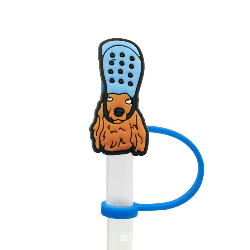 Wholesale 20pcs 7-8mm PVC Rainbow American Straw Tube Cap