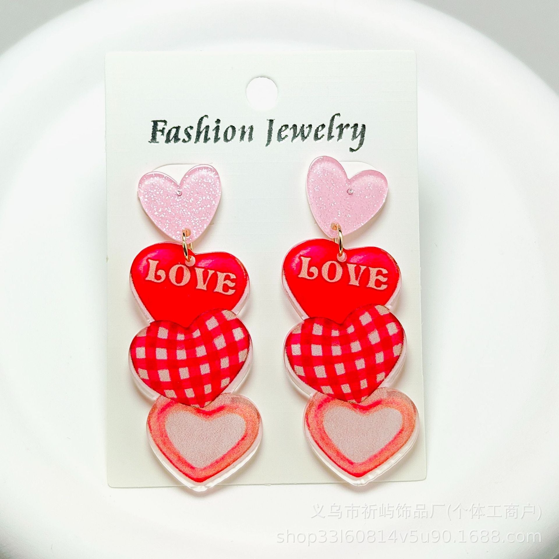 Wholesale Acrylic Plate Earrings Valentine's Day Sweet Love Red Lip Jewelry ACC-ES-Qiyu019